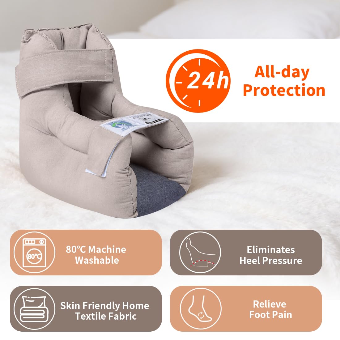 EZ Assistive Protectores de talón para úlceras por presión, cojín cómodo para pacientes postrados en cama, elimina las llagas de cama, almohadilla para botines para aliviar el dolor de úlceras