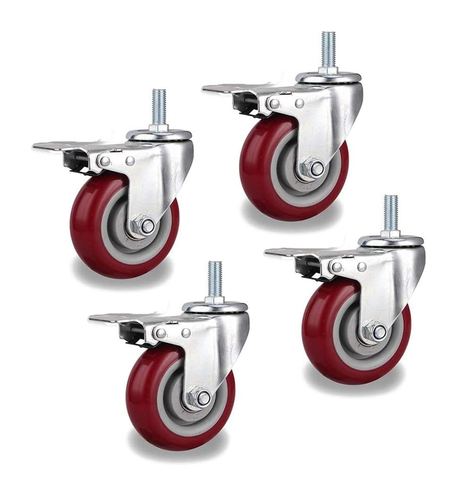 GYRAZXS 4x Heavy Duty Swivel Caster Wheels 880 lbs Load Capacity Lockable Rubber Wheels for Shopping Carts Trolleys and Dollies & Smooth Mobility