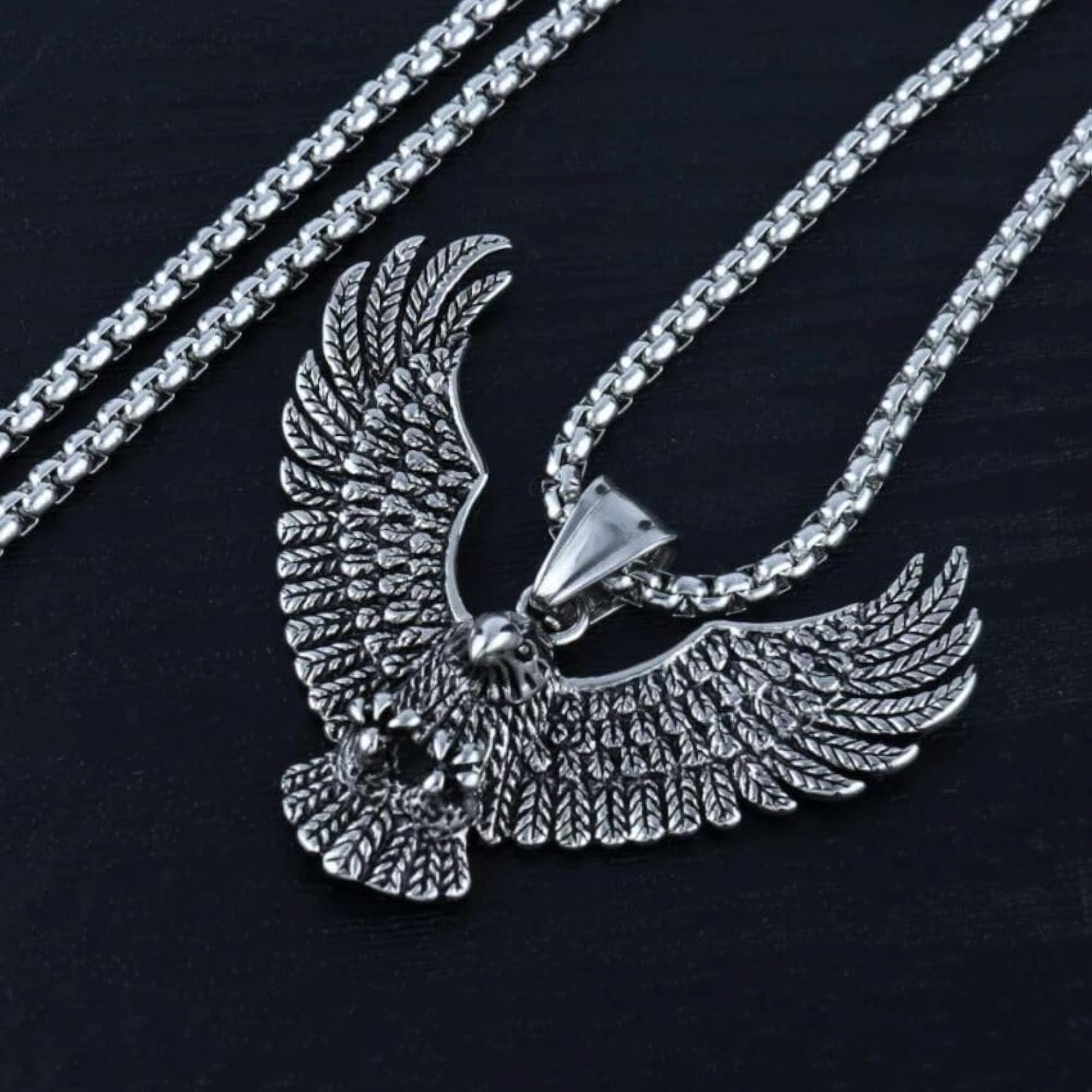 Men's Oxidised Silver Eagle Claw Pendant Necklace
