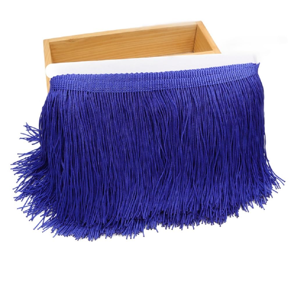 Yalulu 10 Meters Chainette Fringe Trim Lace Tassel, 15cm Wide Fringe Trim Ribbon for DIY Latin Dress Clothes Accessories (Gem Blue)