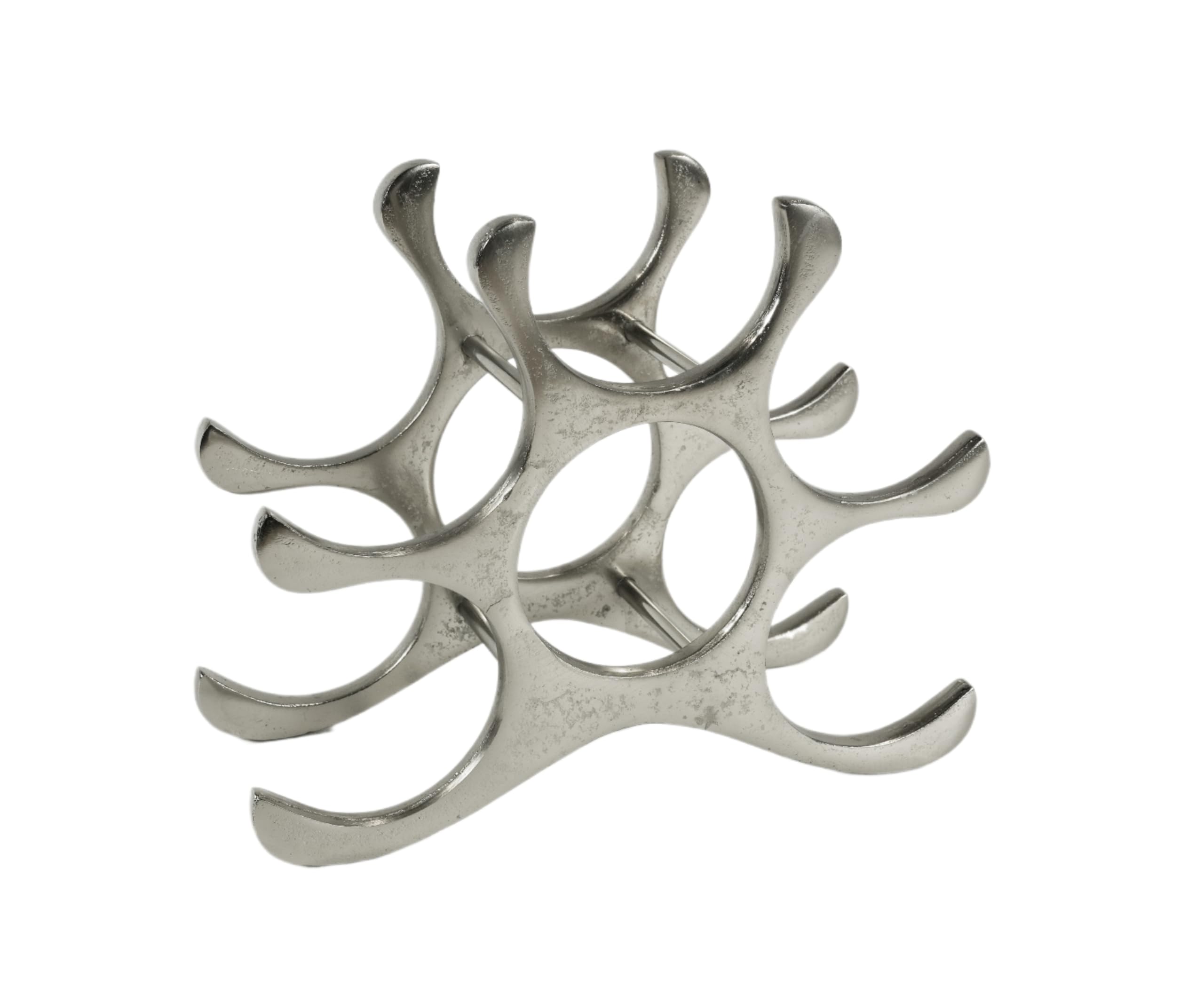 MichaelNoll Weinregal Flaschenregal Aluminium Silber Luxus - Weinständer, Regal für Flaschen Modern aus Metall - Flaschenhalter/Flaschenständer für Sekt und Wein - 27 cm