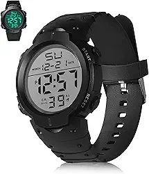 Relógio digital masculino esportivo feminino à prova d'água grande visor com luz traseira LED alarme data para natação, treinamento, corrida, atividades internas ao ar livre