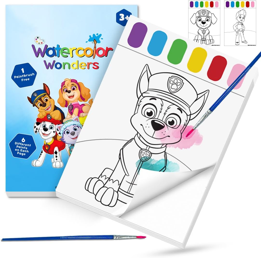 Wembley Paw Patrol Watercolor Painting Book for Kids Toddlers with Paint Bookmarks and Brush Art - Pack of 1