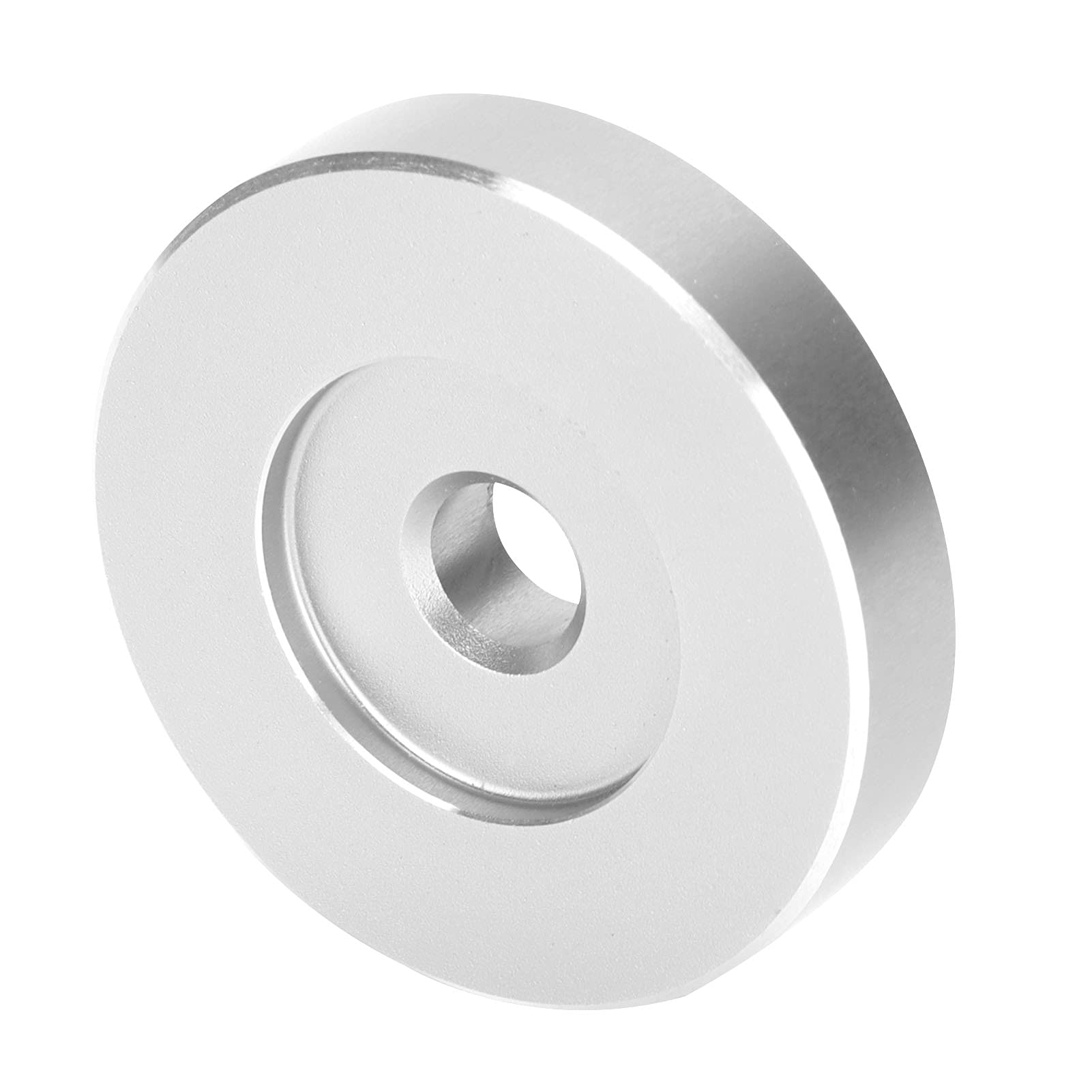 Adattatore per 45 Giri/min, Morsetto per Dischi con Foro Grande 38mm x 8mm Alluminio per Giradischi 7 Pollici (Silver)