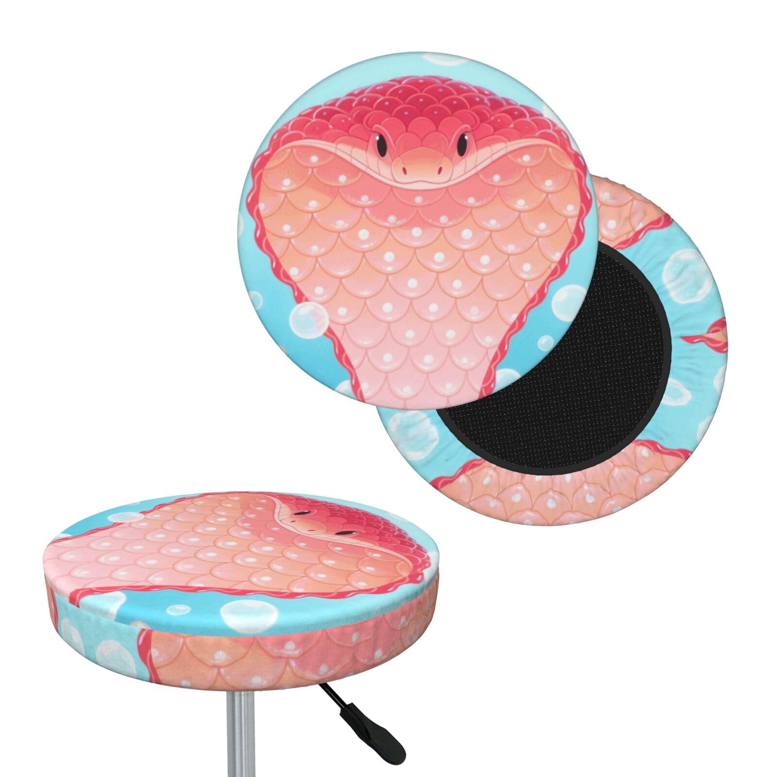 FekiLoot Snake Round Bar Stool Covers Stretch Washable Bar Stool Covers Dustproof Slipcover Bar Chair Covers with Elastic Band for Bar Kitchen Living Room Decor 13 Inch