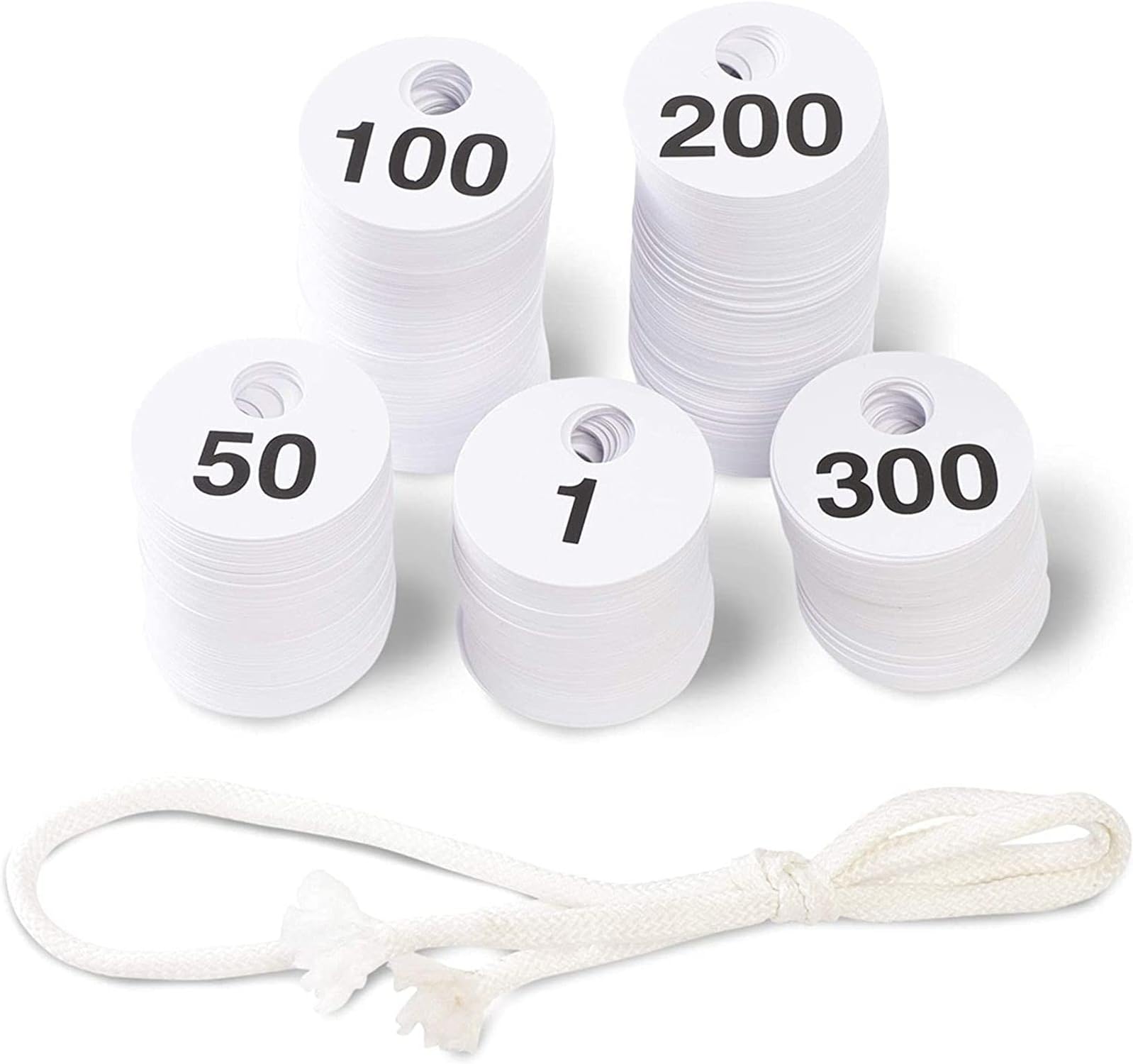 Number Tags - 1.7 in, 600 Pieces, Black, Round - Double-Sided Plastic Hanger Number Tags for Coat Check & Closet Organization