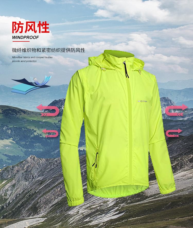 Chaqueta rompeviento para ciclismo hombre amarillo fluorescente miniatura 4
