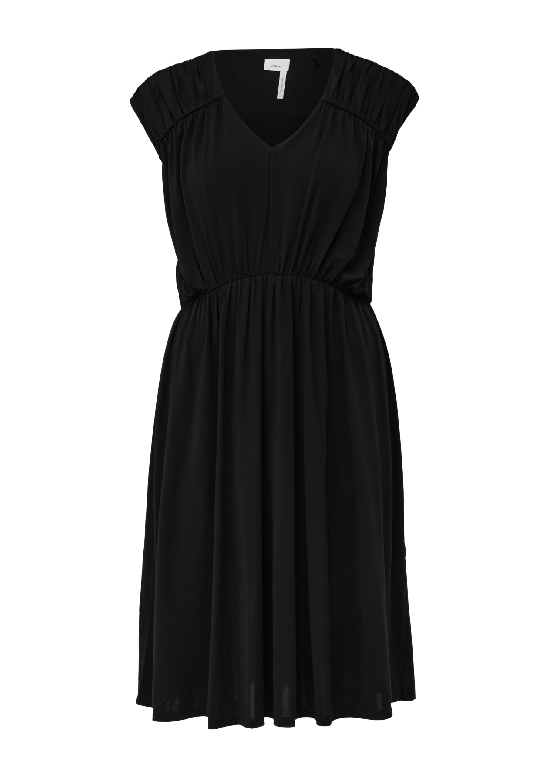 s.Oliver BLACK LABEL Viscose Blend V-Neck Ruffle Detail Dress