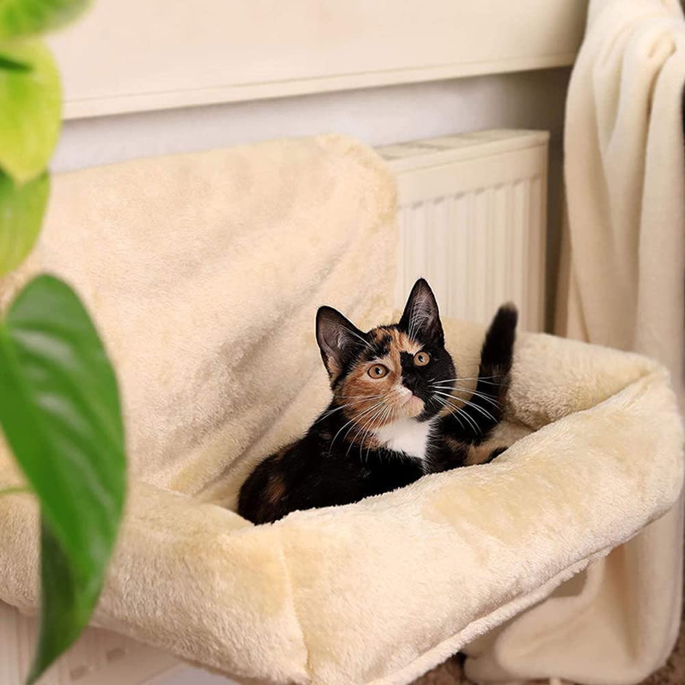 Letto per radiatore per gatti con rivestimento in pile lavabile, amaca per gatti da appendere fino a 8 kg, in pelliccia sintetica super morbida, struttura in metallo resistente