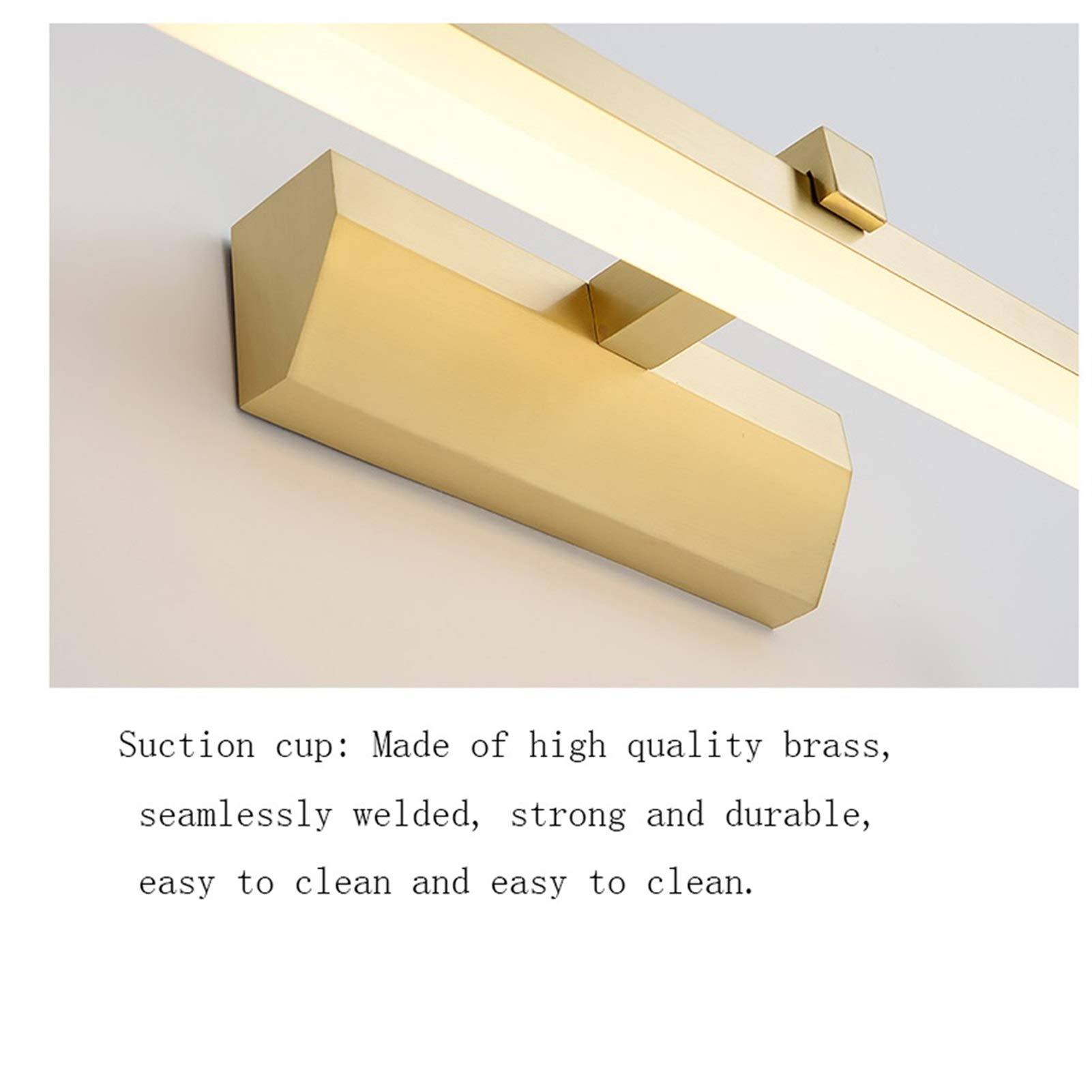 Espejo de Cobre Luz Acrílico Retráctil Led Espejo Faro Lámpara de Maquillaje para baño Tocador Lámpara de Pared Luz (Color : Gold, Size : 30cm)