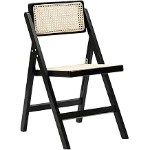 Folding Chair, Vintage Solid Wood Wicker Chair, French Style Home Outdoor Leisure Backrest Dining Chair, Hotel Luxury Leisure Chair B