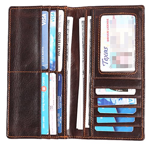 Womens Ladies Genuine Leather Wallet Long Embossing Bifold Wallet Clutch Purse (Coffee) #TOP5