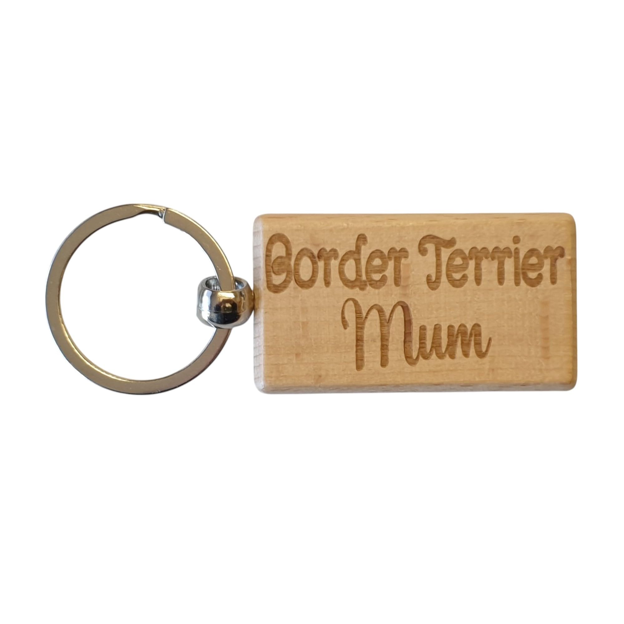 Decalarama Border Terrier Mum Keyring Gift - Nice Cute Engraved Wooden Key Fob Novelty Dog Owner Present