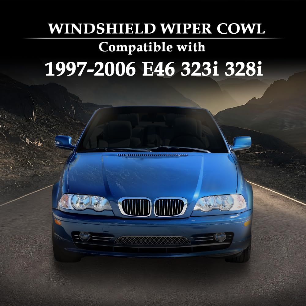 G-PLUS Windshield Wiper Grille Lower Motor Cowl Cover Compatible with BMW 323Ci 1998-2000,Fit BMW 325Ci/330Ci/M3 2001-2006,Fit BMW 325i/325xi/330i 2001-2005,Fit BMW 328i 1997-2000 51718208483, Black