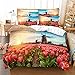 ZHOUJIELUN Bettwäsche 135x200 cm Rote Tulpe Bettbezug mit Reißverschluss Schließung Weicher Atmungsaktive Mikrofaser + 1 Kopfkissenbezug 80x80 cm