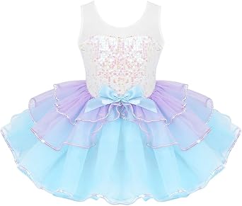 Kaerm Kids Girls Ballerina Ballet Dance Dream Shiny Mesh Tutu Dress Princess Party Performance Costume