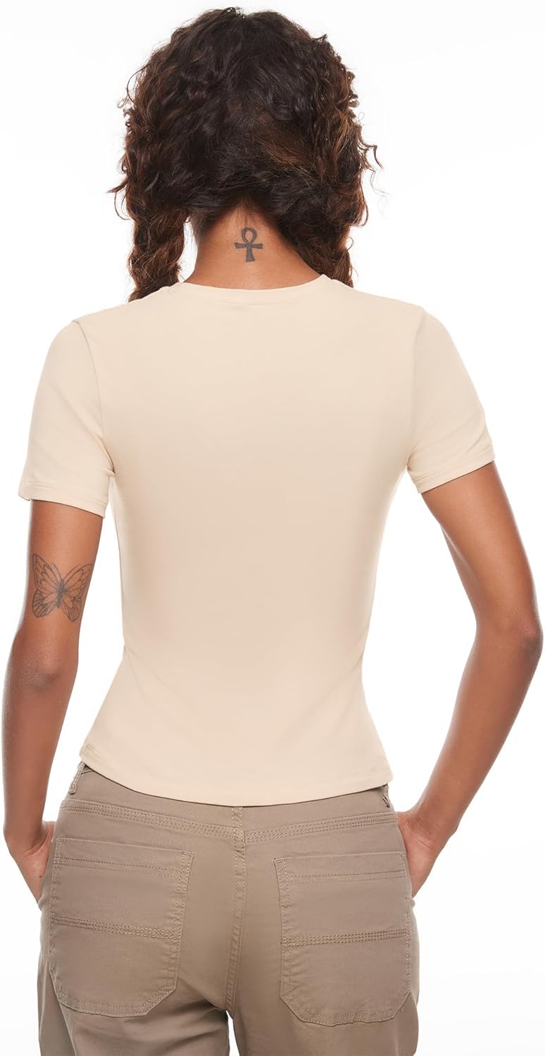 INLYRIC Women's Summer Short Sleeve Tops - Cotton Trendy Cute Basic Casual Crew Neck Single Layer T Shirts Tees Tops - Image 5