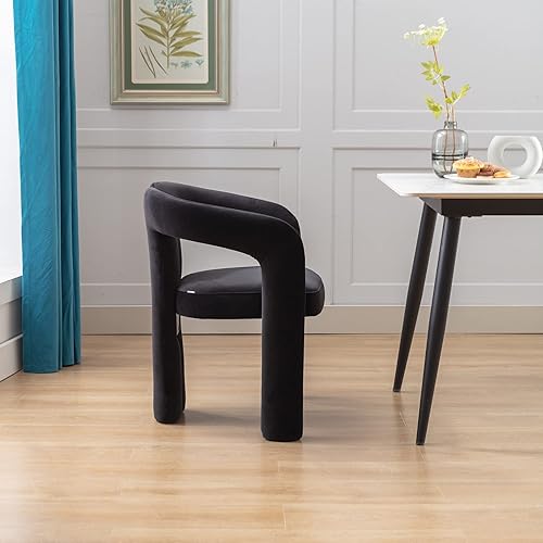 Miniatura 4 de Tmosi Silla de comedor moderna de terciopelo silla de sala de estar silla de acento tapizada respaldo curvado cómoda silla lateral para cocina