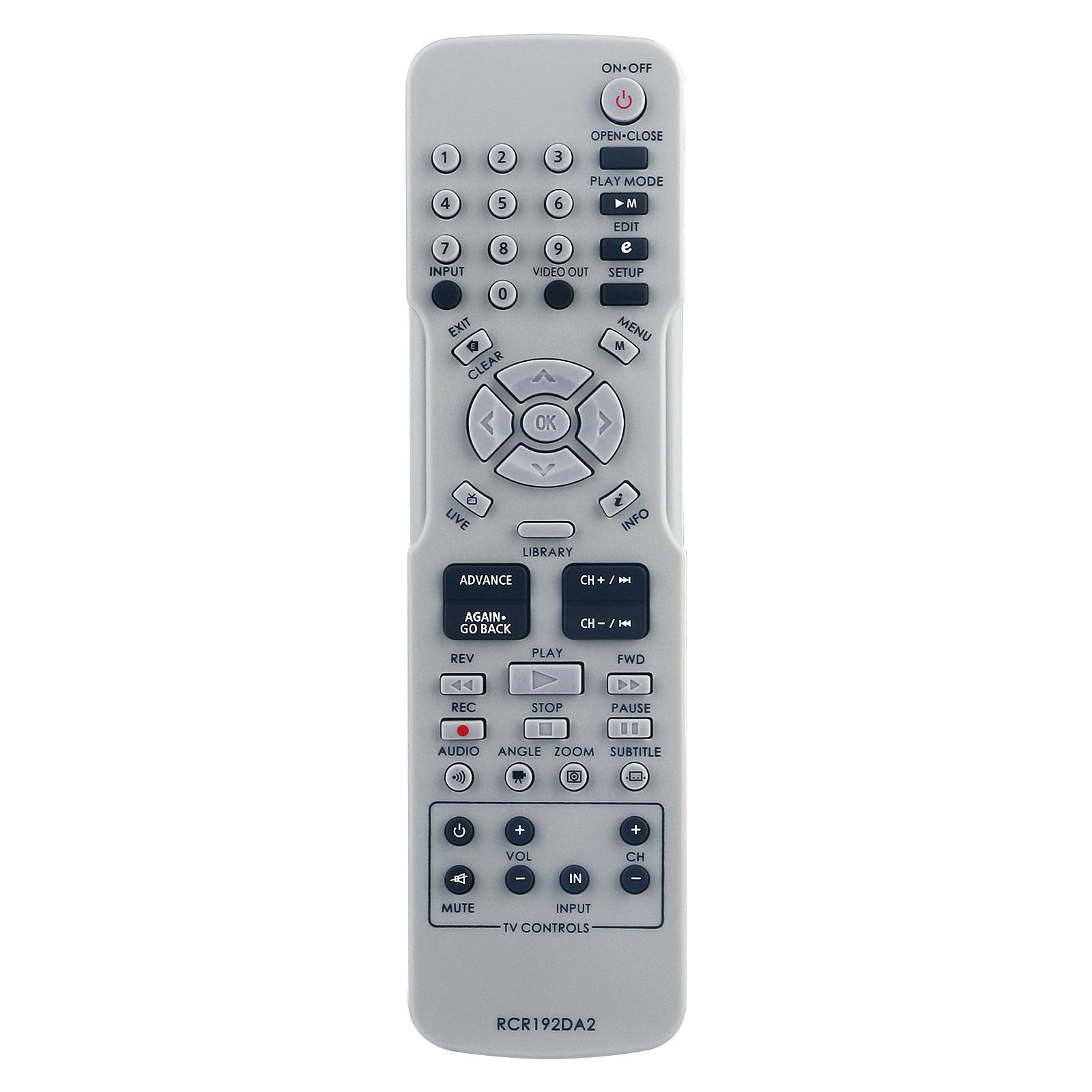 Télécommande RCR192DA2 blanche de rechange pour enregistreur DVD RCA DRC8030 - 5