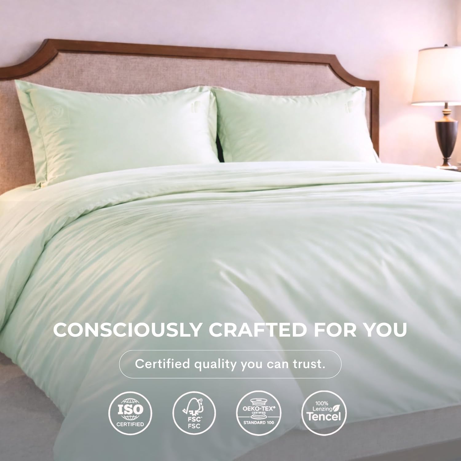 100% Eucalyptus Tencel Duvet Cover Queen, Luxury Cooling Comforter Cover Set 4 Corner Loops, 1 Oversized Hotel Duvet Cover, 2 Shams, Silky Soft, Lightweight (Sea Green, 3PC Queen) - Image 5