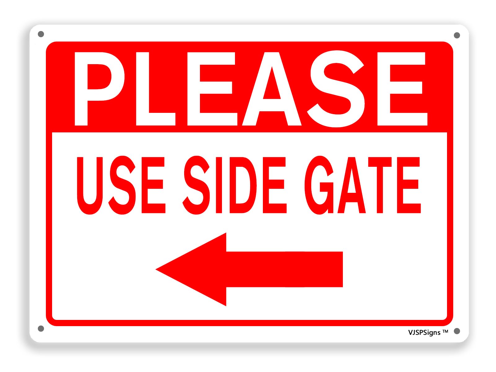 peiyeety Use Side Gate Sign,Outdoor Door Sign,Home Office Door Signs, Please Use Side Gate 8"X12" Left Arrow Metal Aluminum Sign