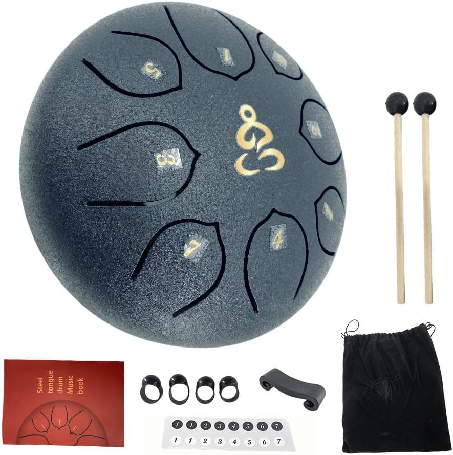 Steel Tongue Drum 12 Inches 15 Notes C Major Steel Drums Rain Chimes for Outside Percussion Instrument with Drum Mallets and Carry Bag
