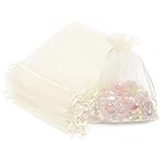Akstore 50Pcs 3.15x4(8x10cm) Sheer Drawstring Organza Jewelry Pouches Wedding Party Christmas Favor Gift Bags (Beige, 3x4)