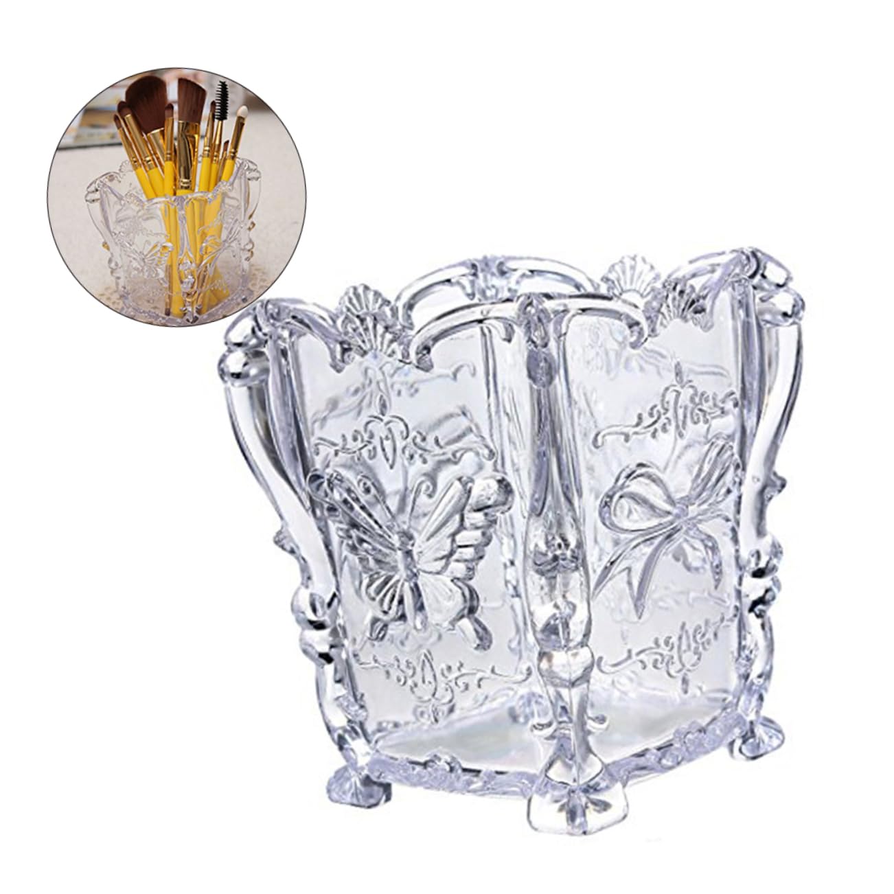FRCOLOR Makeup Brush Holder Brush Holder Makeup Storage Container Organizer Pot Clear Cosmetic Brush Holder Acrylic Nail Polish Shelf Makeup Brushes Cup Pen Cup Holder Nail Polish Holder