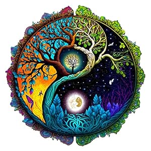 KAAYEE Wooden Jigsaw Puzzles-Wooden Puzzle Adult Unique Shape Advanced Yinyang Wooden Jigsaw Puzzle for Adult, Family Puzzles 11.8 * 11.8in 200pcs