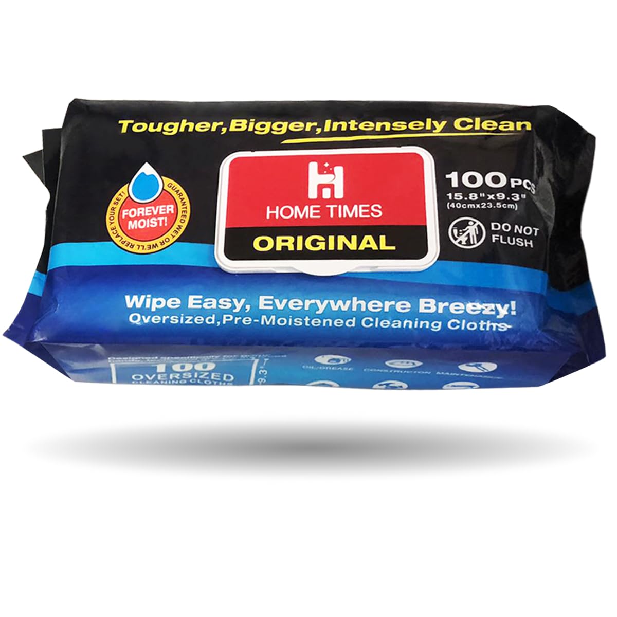 Home TimesCloth Industrial Hand & Tool Cleaning Wipes, Heavy-Duty 15.8" X 9.3" Size Multi-Surface Cleaning Wipes, 100 Count Per Package. Water Based Solution with Extreme Cleaning Power. Safe on Skin