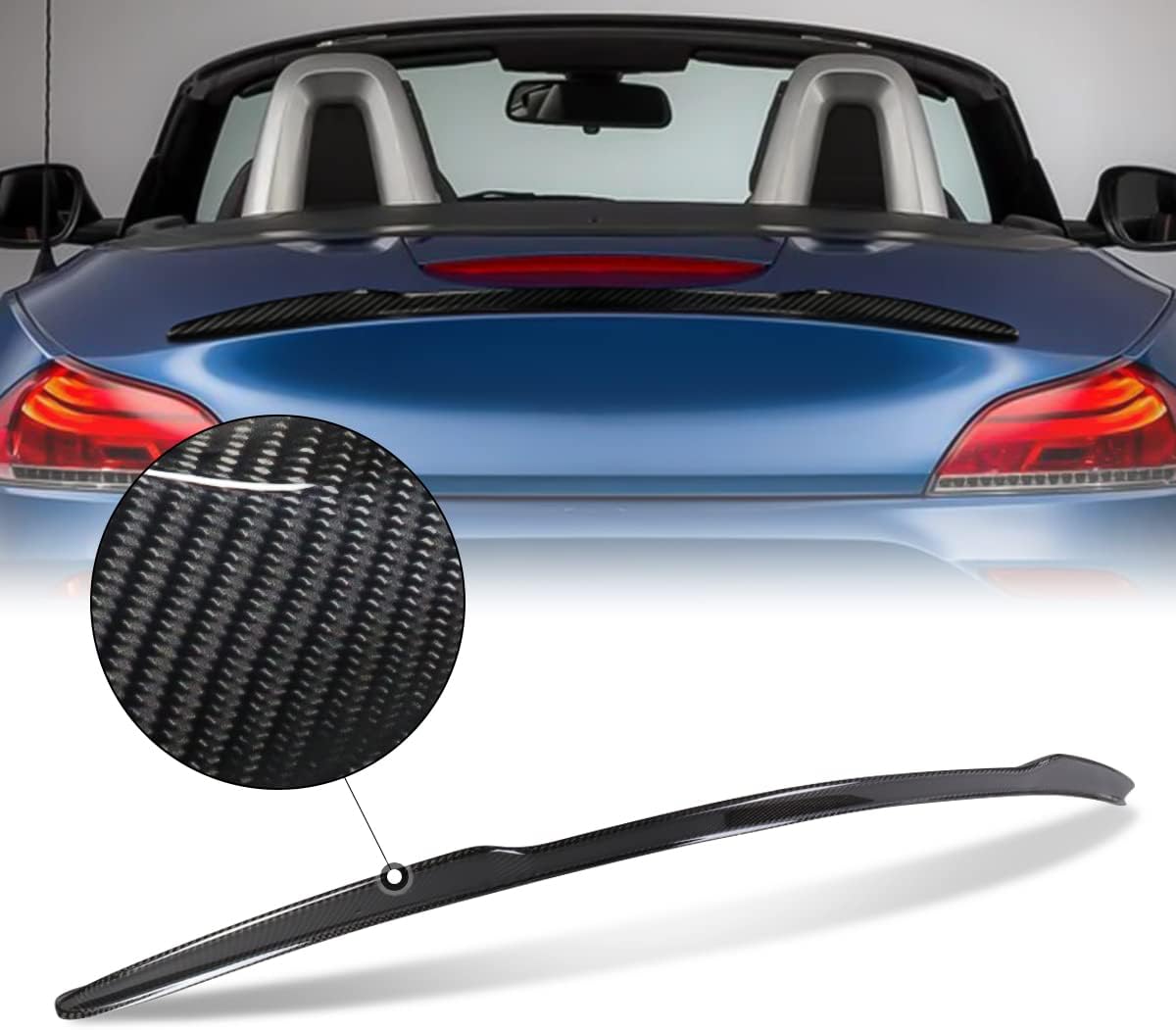 Auto Dynasty V-Style Duck Bill Rear Car Trunk Lid Spoiler Compatible with BMW Z4 2009-2016, Carbon Fiber, Glossy Black