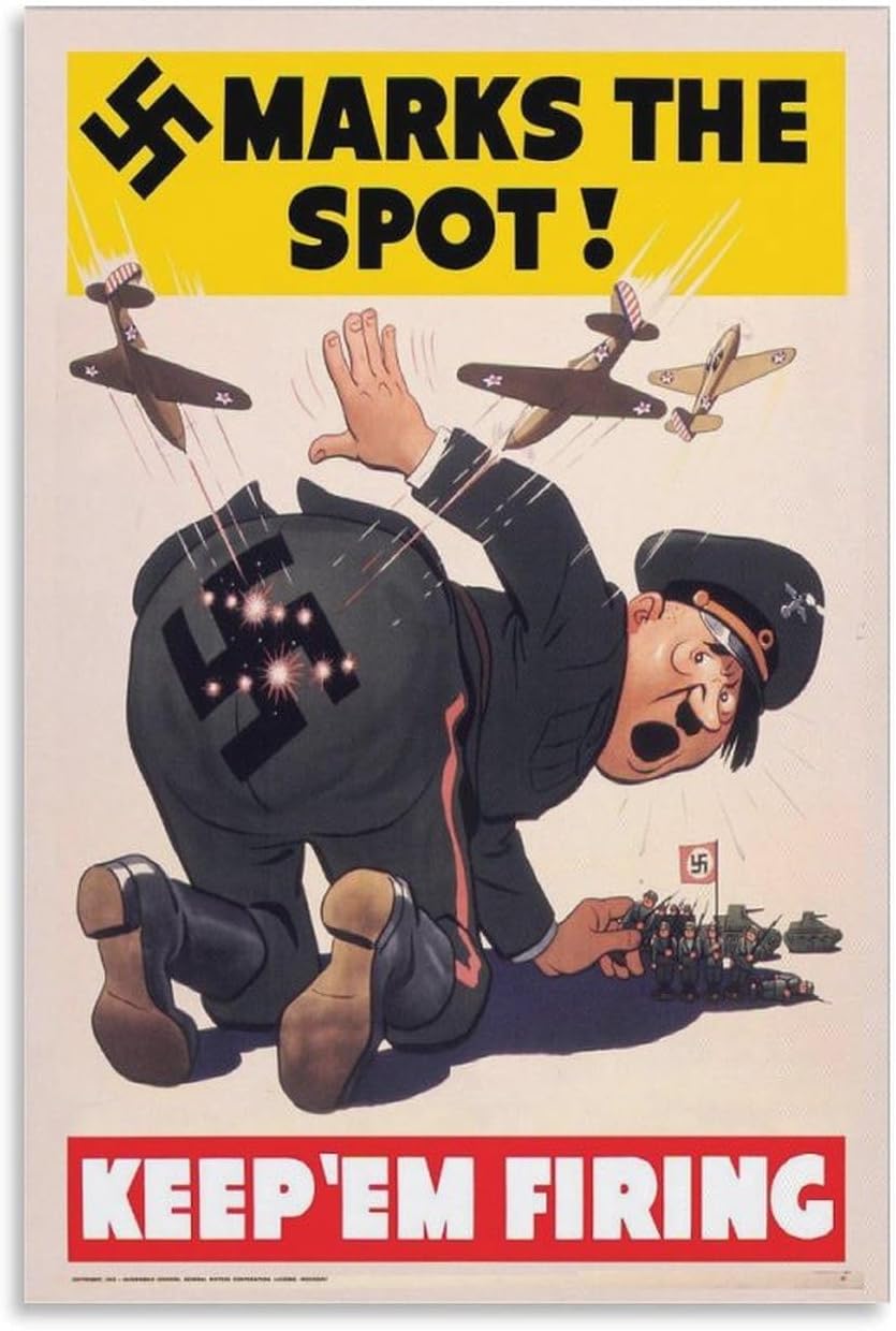 Marks The Spot Poster Keep Firing WW2 Propaganda Poster 1942, Canvas Painting Office Art Decoration Used For Wall Art Room Decor Aesthetics 16x24inch(40x60cm)