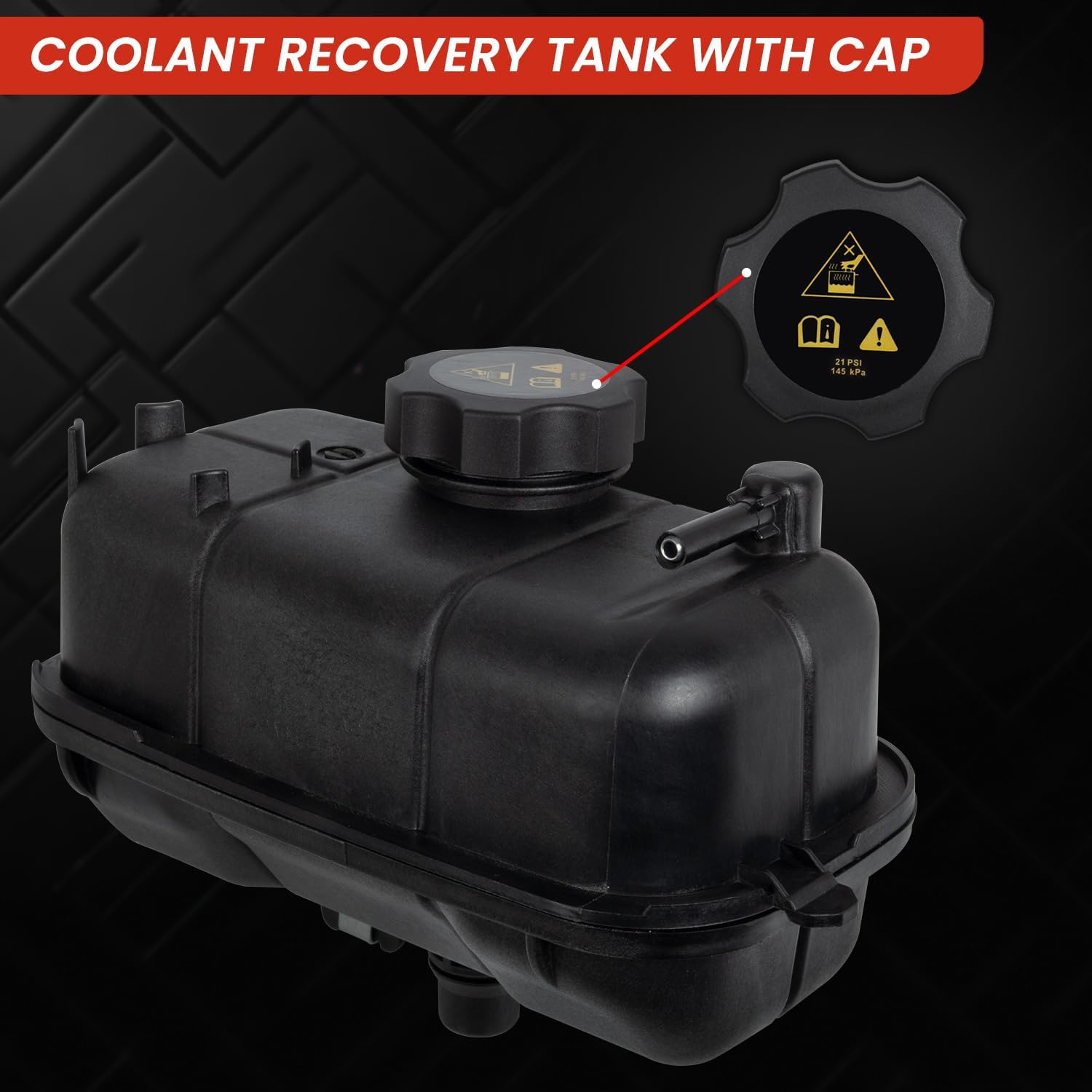 Engine Coolant Reservoir Tank Compatible with Jeep Wrangler 2.0L L4 2018-2025 Radiator Overflow Recovery Bottle with Cap Replaces 68364312AA 68364312AB 68364312AC