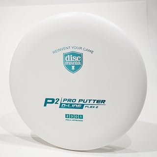 Discmania Flex 2 D-Line P2 Disc Golf Putter & Approach Disc, Pick Color/Weight [Stamp & Exact Color May Vary] White 175-176 Grams