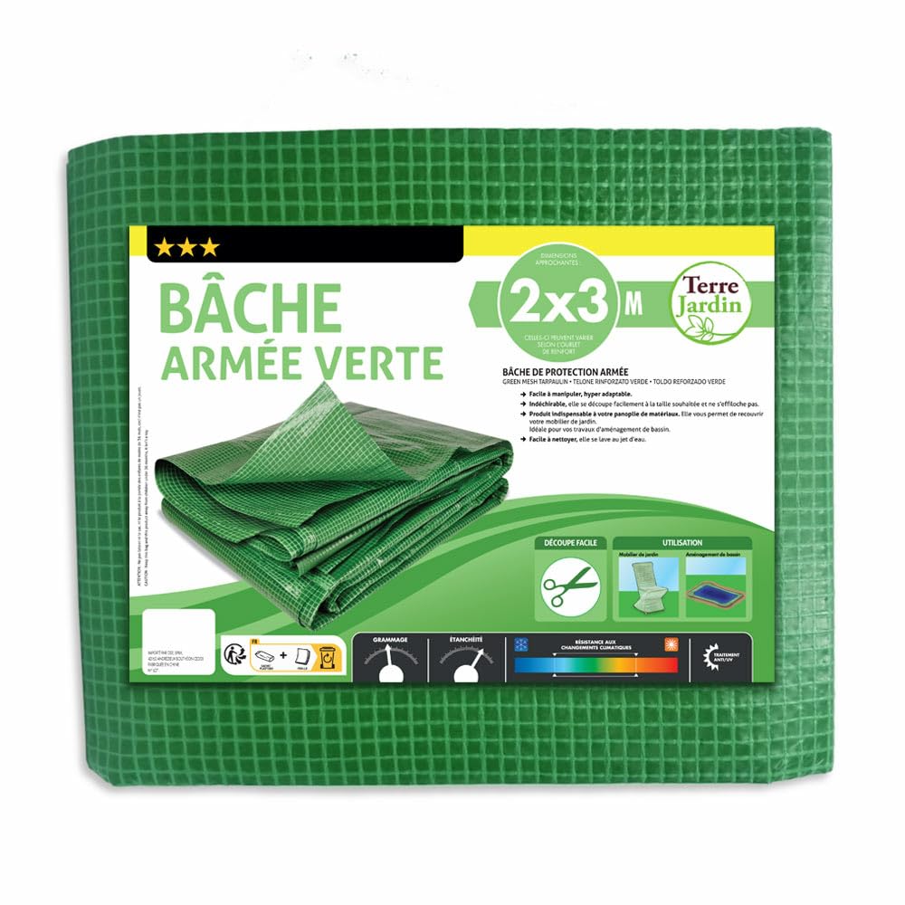 Bâche armée Verte 160g/m2 découpable - 4 x 10 - Vert