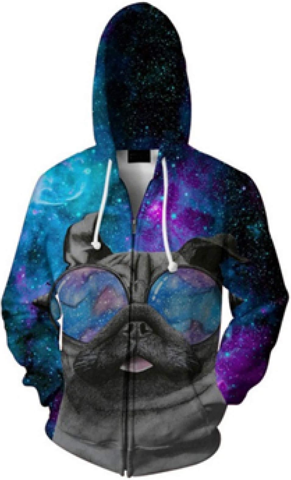 Men'S Hoodies Zip Sweatshirt Fashion 3D Hoodies Galaxy Space Hipster Pug Print Hoodie Mens Womens Hooded Sweatshirt Mens Pullover Autumn
