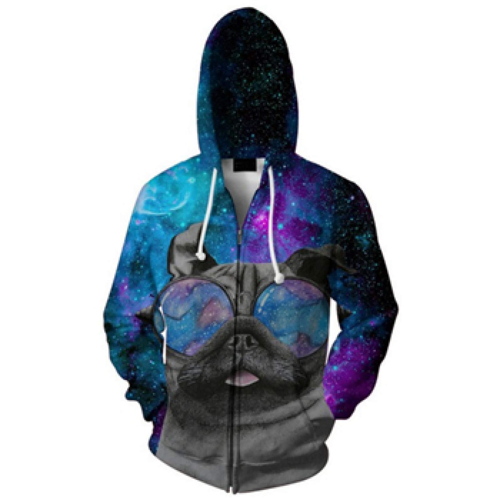 Men'S Hoodies Zip Sweatshirt Fashion 3D Hoodies Galaxy Space Hipster Pug Print Hoodie Mens Womens Hooded Sweatshirt Mens Pullover Autumn