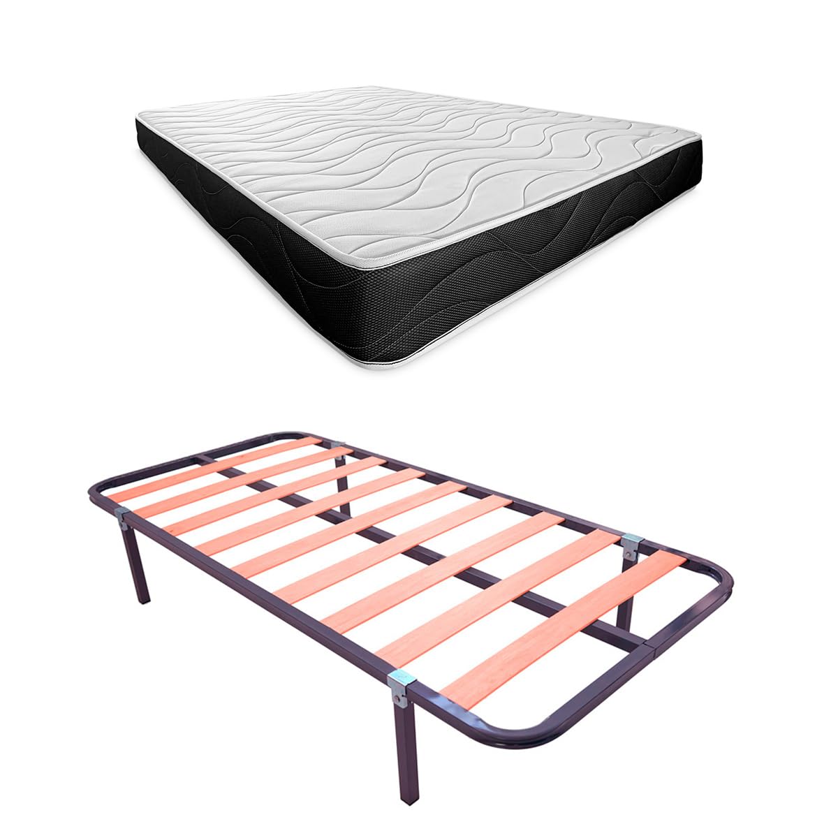 Somnia Descanso - Cama Completa con Colchón Bombay (Cara Invierno/Verano) + Somier Basic + 4 Patas, 105 x 190