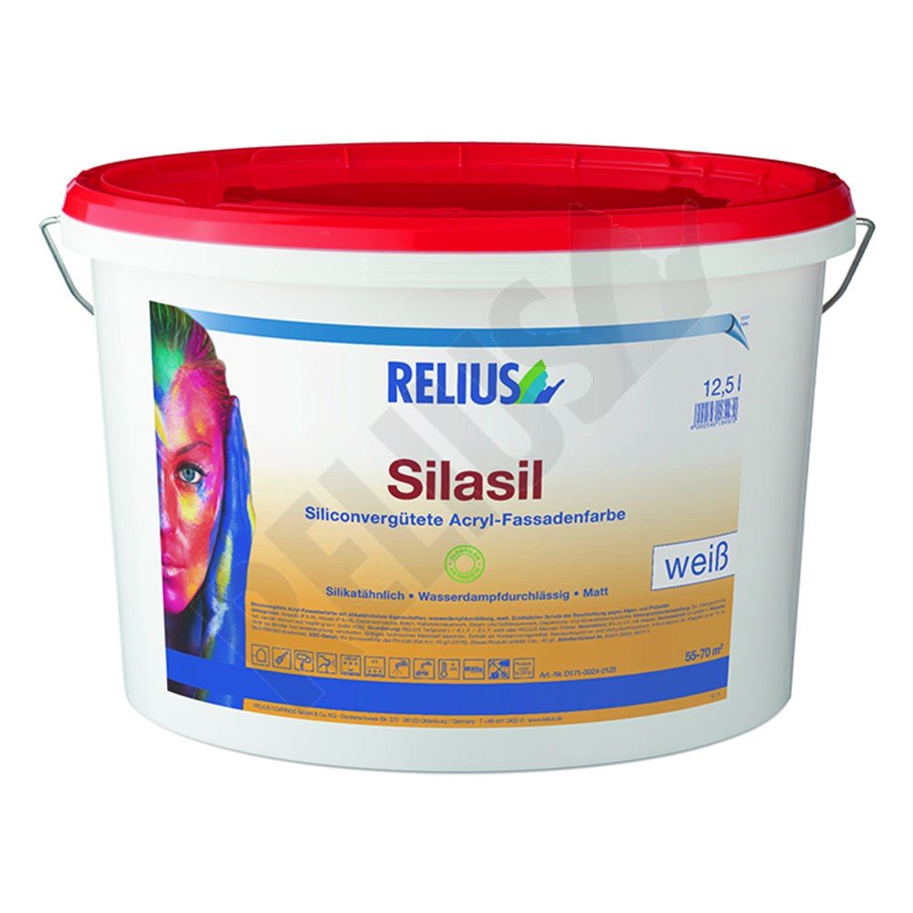 Relius Silasil Siliconvergütete Acrly-Fassadenfarbe Weis Matt 10 Liter Neu