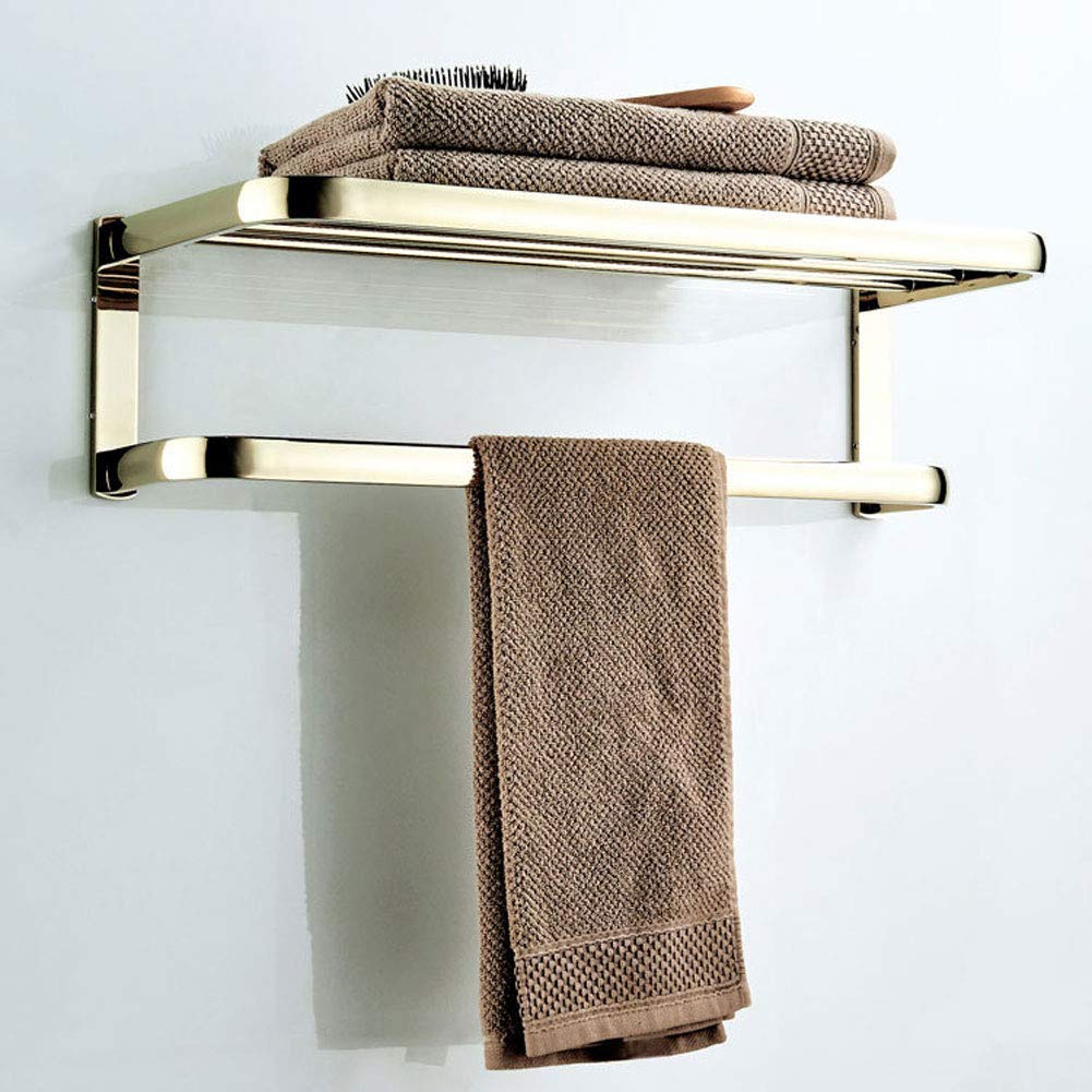Toallero Simple, Estante De Baño Doble, Hotel, Muebles, Latón, Estantes De Almacenamiento, Dorado, Fácil De Instalar