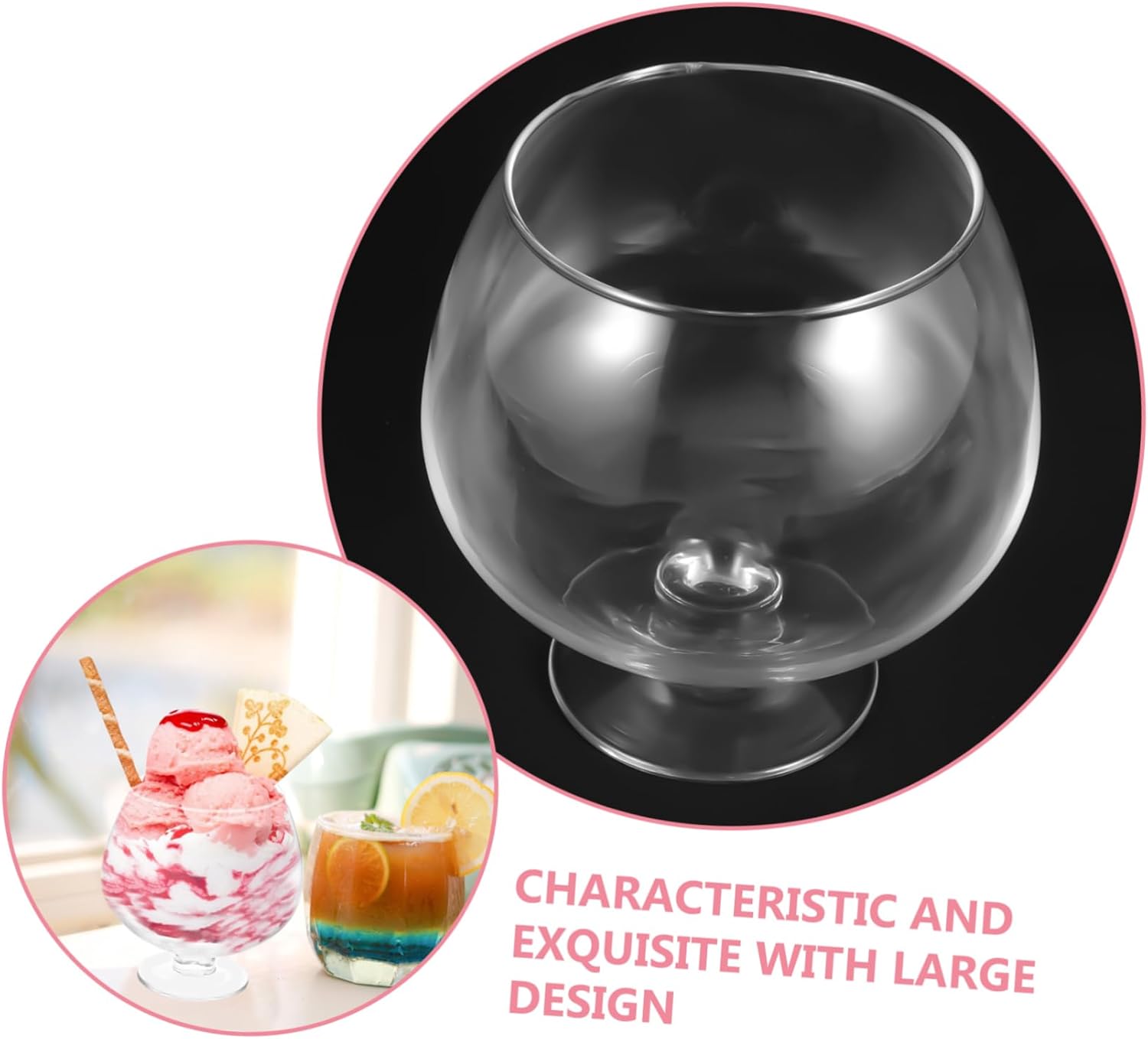 Unomor Creative Large Glass Goblet for Desserts Ice Cream and Salads Unique Footed Bowl for Restaurants and Parties Elegant Design to Enhance Dining Experience