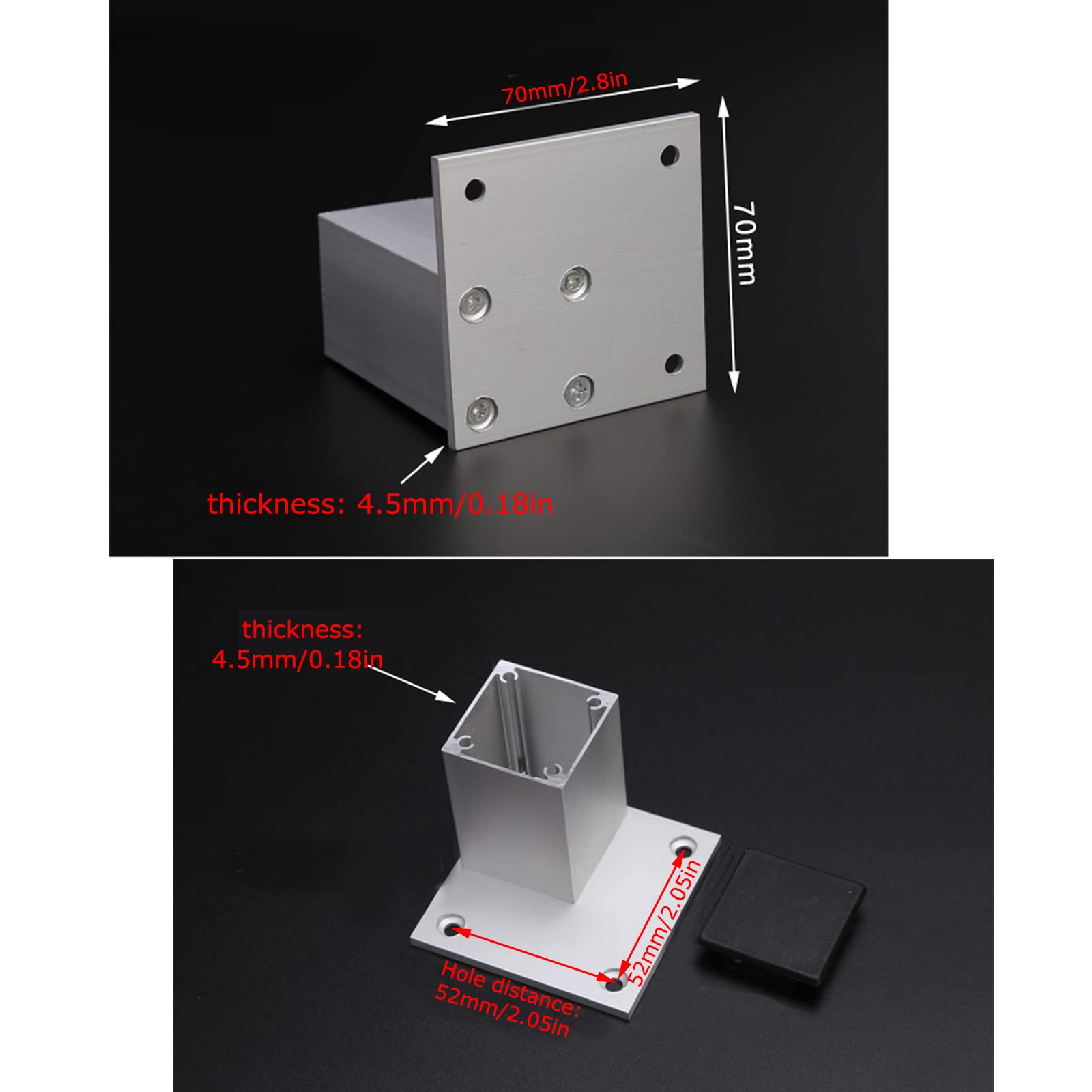 Confezione da 4 gambe quadrate in alluminio da 17,8 cm, piedini per divano in metallo resistente, per comodini fai da te, decorazione moderna per la casa, gambe di ricambio per mobili