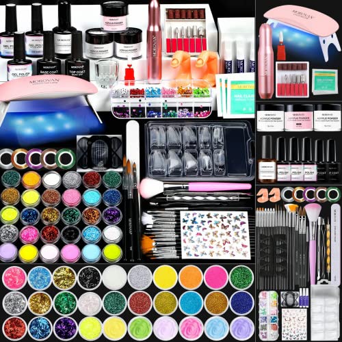 Morovan Acrylic Nail Kit with Drill Professional Nails Kit Acrylic Set With Everything for