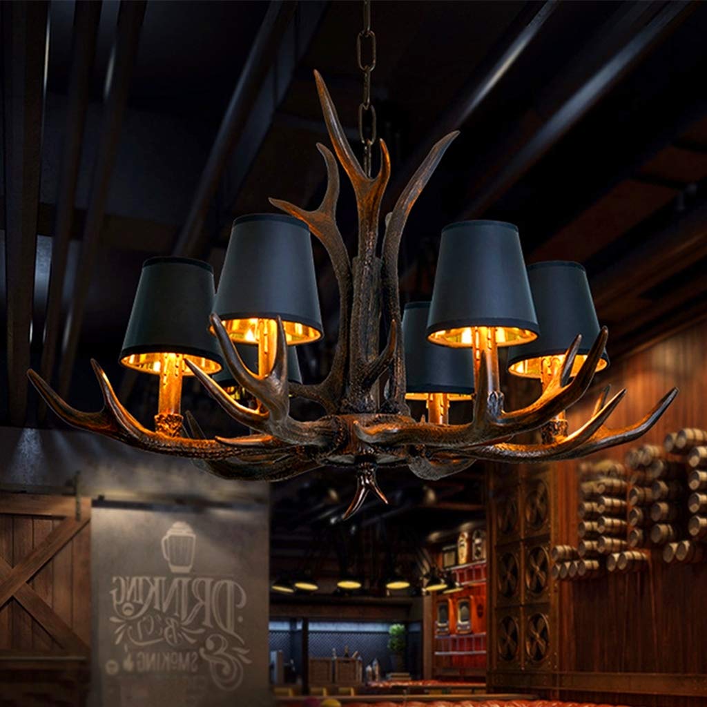 Fumimid Brown Vintage Faux Antler Chandelier Light Retro Resin Pendant For Bedroom Antique E14 Rural Hanging Lamp Bar Cafe Restaurant Decoration