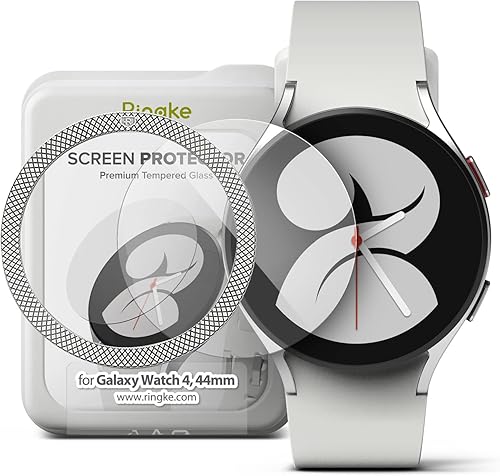 Ringke Estilo de bisel [44-40] + vidrio templado para bisel [4 unidades] Compatible con Galaxy Watch 4 1.732 in