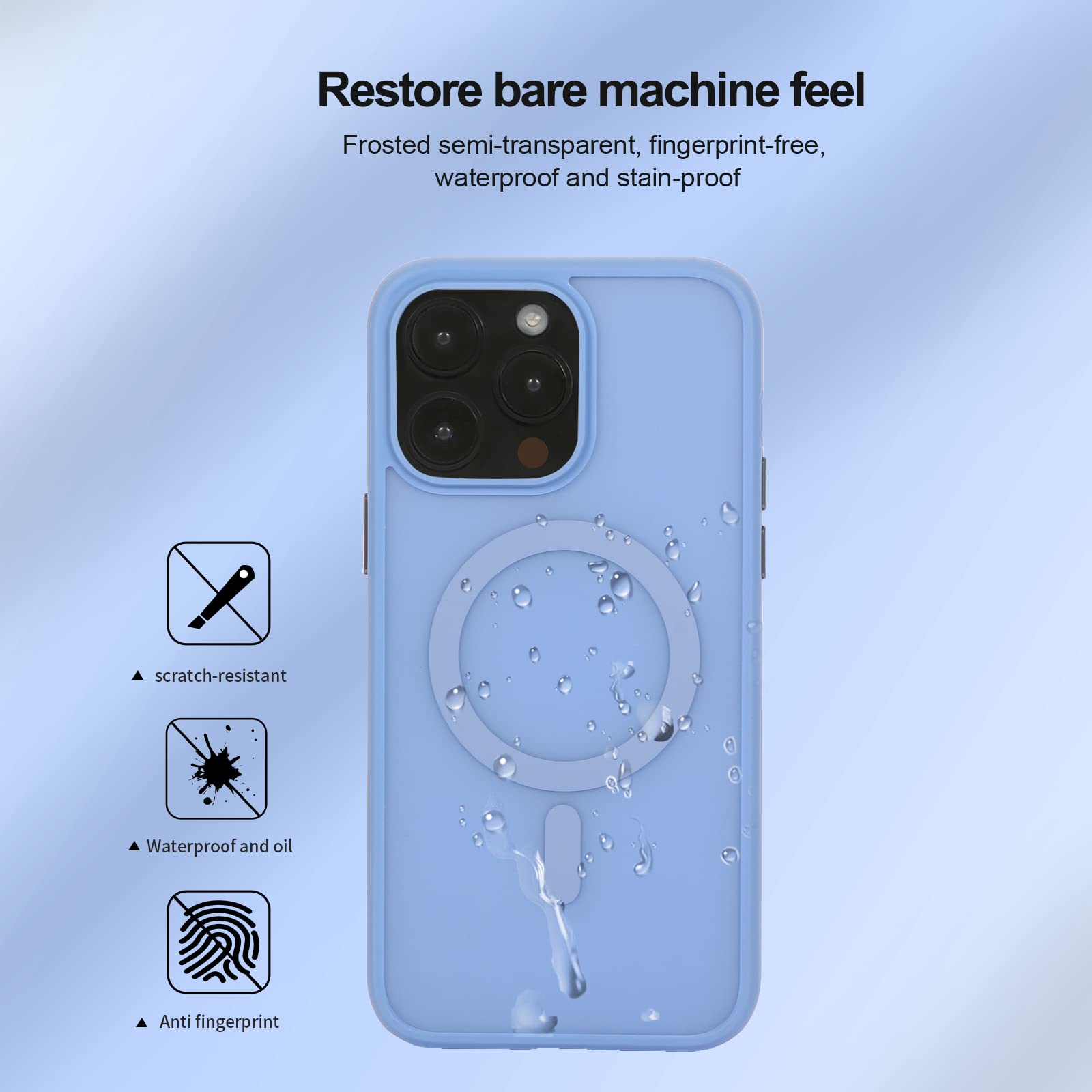 Custodia opaca blu per iPhone 14 pro [6,1 pollici] [compatibile con ricarica wireless magsafe] [protezione di grado militare]
