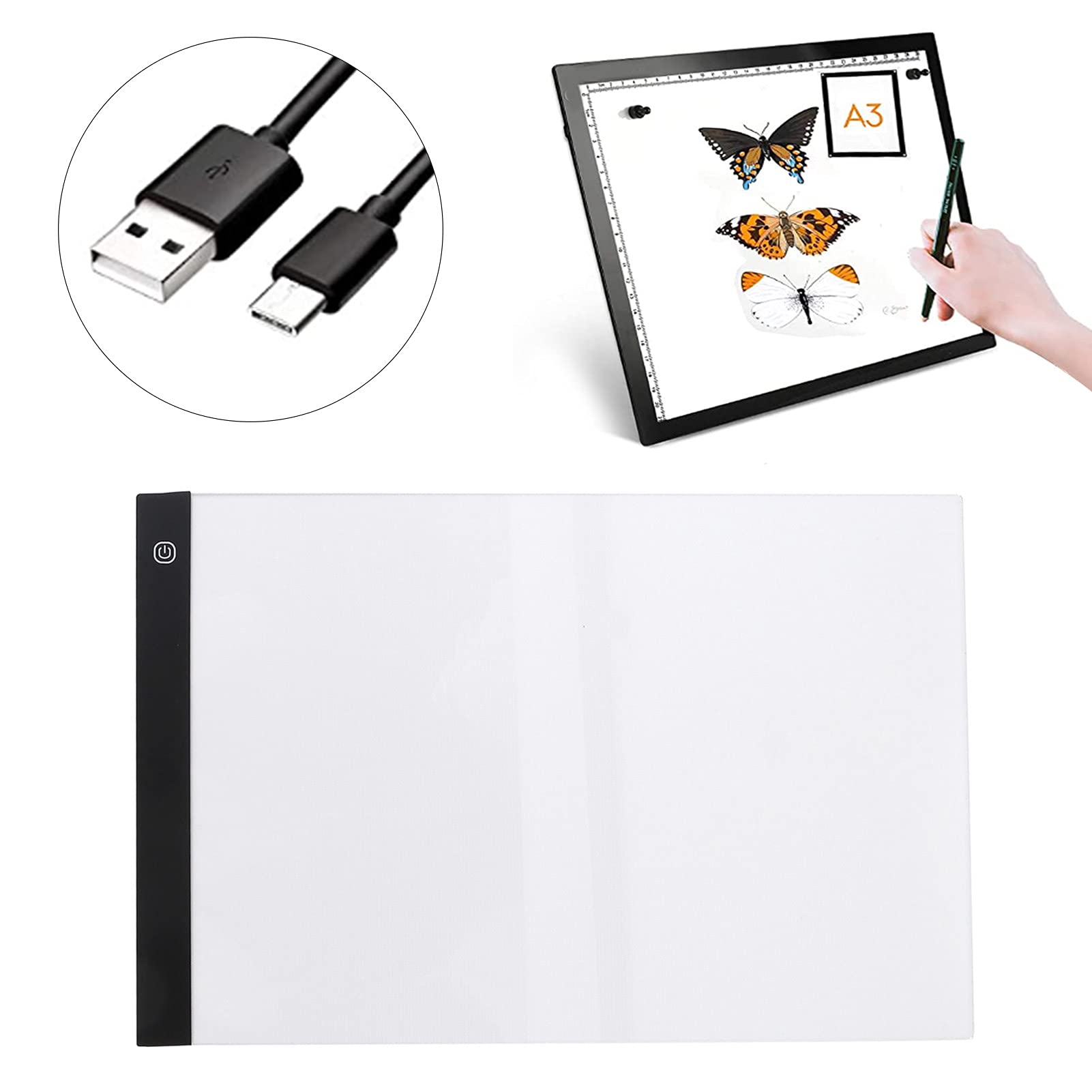 A3 LED Tablette de Dessin Bloc Graphique Numérique TypeC USB Copie Tableau Lumineux Art Table d'écriture Tablette de Dessin LED A3Tablette de Dessin Numérique A3Table