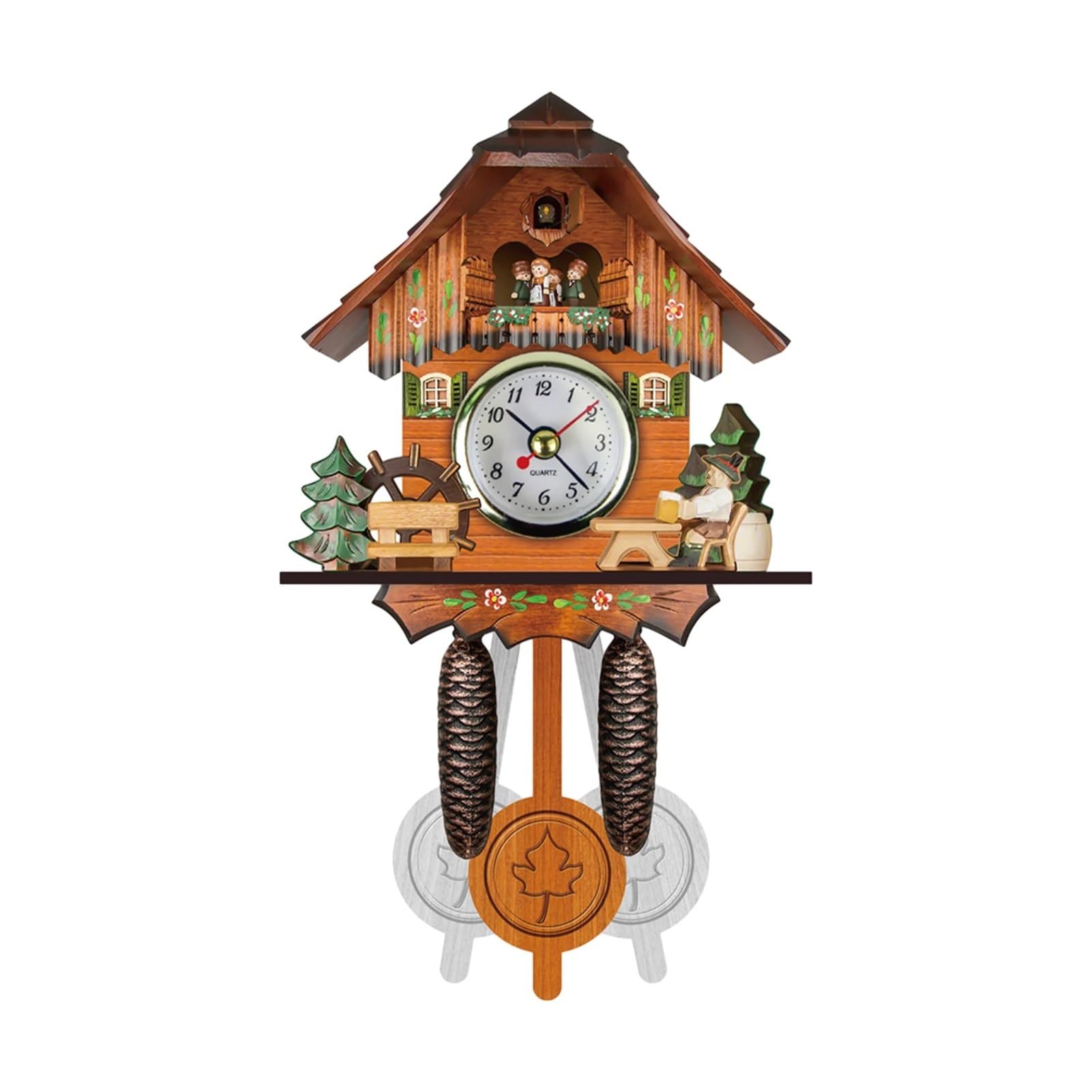 Gsclz F 14Inch Cuckoo Clock Wooden Black Orest Chalet Wall Bird Alarm Decorations Or Wall Art Home Office Decoration(F)
