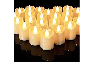 Homemory 24Pack Heart Shaped Flameless Flickering Led Votive Candles