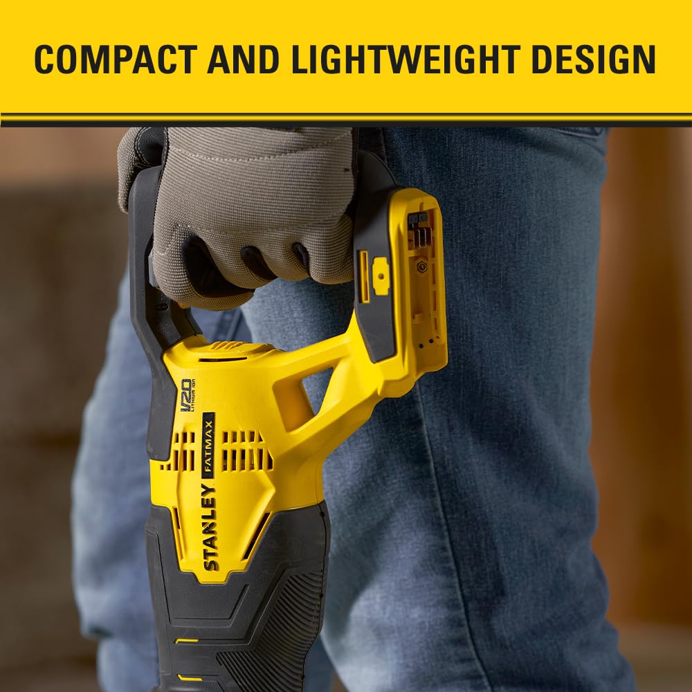 Stanley Fatmax SFMCS300B - Sierra Reciproquante V20, 18V, Sans Chargeur / Batterie, Noir/Jaune, 25 Mm